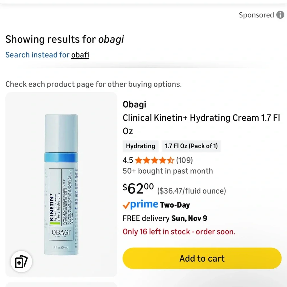 Obagi Kinetin+ Cream in White and Blue